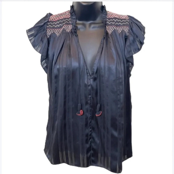 ULLA JOHNSON Deja top in midnight size 2 - Picture 1 of 10